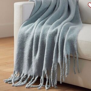 Pottery barn Hayes Faux Mohair throw blanket chambray blue